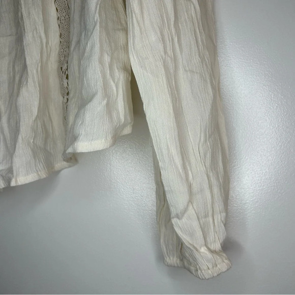 American Eagle Ivory Cotton Lace Fringe Boho Top XS NWT - Picture 6 of 7